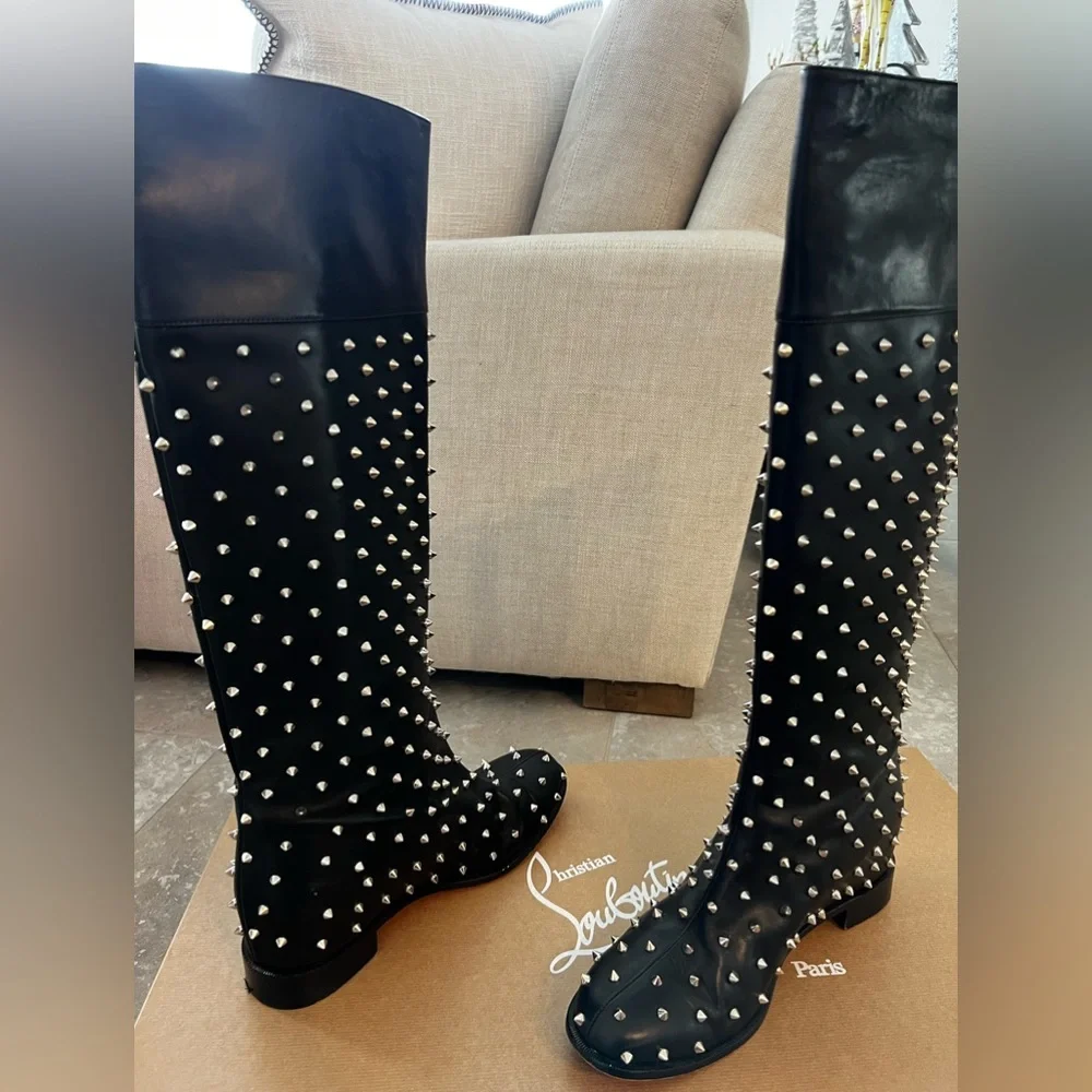 Authentic Christian Louboutin women’s 41.5 Meneboot Flat Calf Spikes - Picture 9 of 9